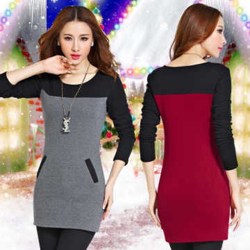 2015秋冬必備 加絨加厚大碼修身長袖打底衫T恤，深圳市龍玉藏衣閣服飾批發商行推薦